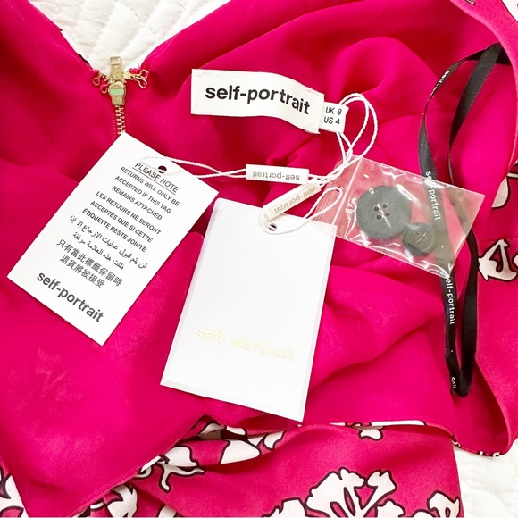 LAST CHANCE! NWT SELF-PORTRAIT Asymmetrical Twist Floral Print Dress Red 4 NEW - Picture 5 of 10